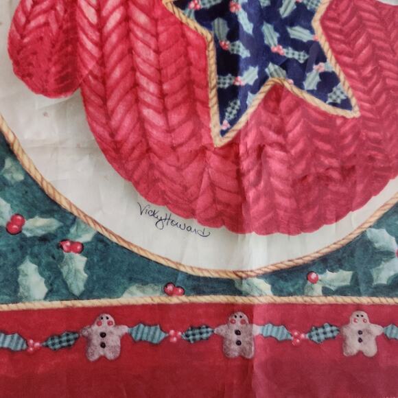 Vintage Vicky Howard "seasons greetings" flag 24x37 - Picture 2 of 4